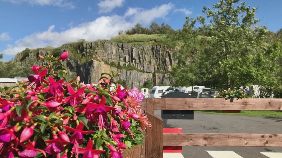 Quarry face above the site