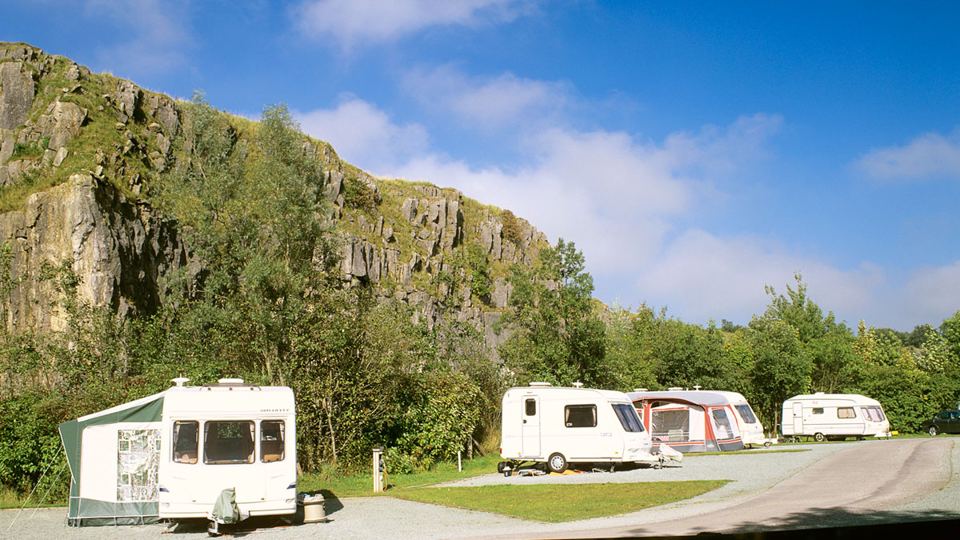 Pitches beside the quarry wall