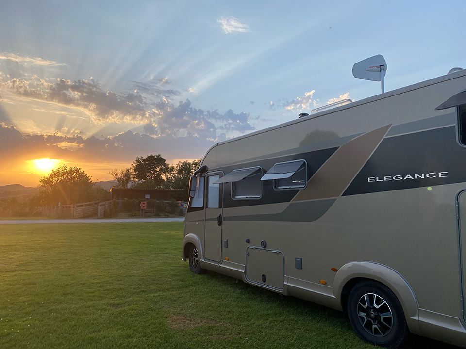 Motorhome at sunset