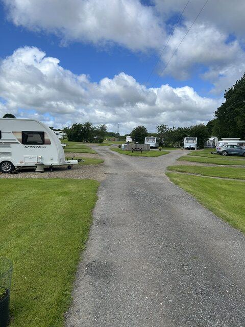 Caravans by the site road