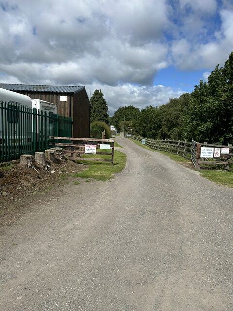 Site road past the farm buildings
