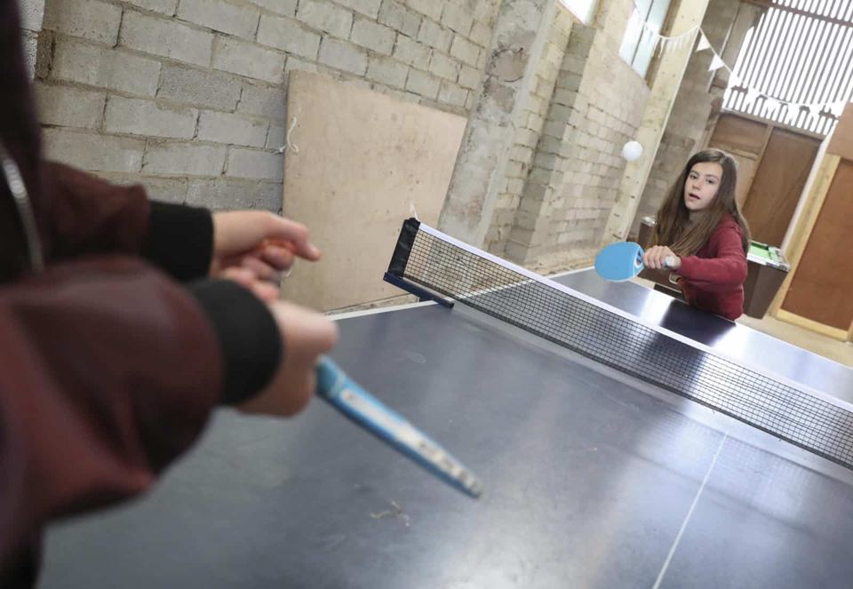 Table tennis in the games barn