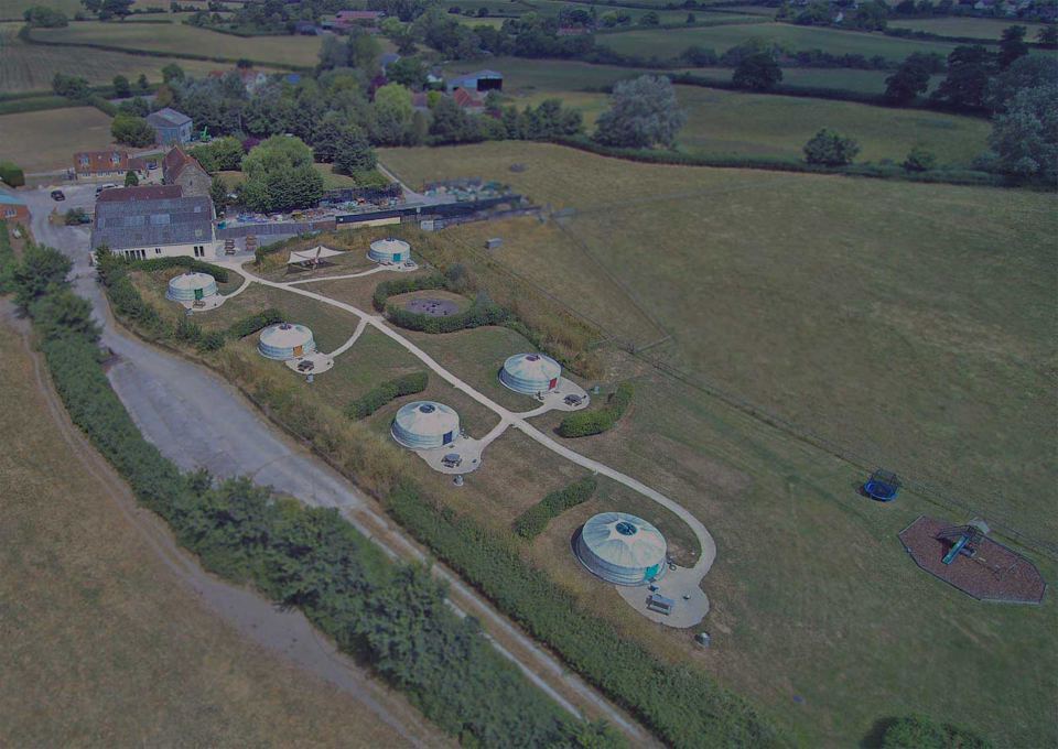 The yurt field from above