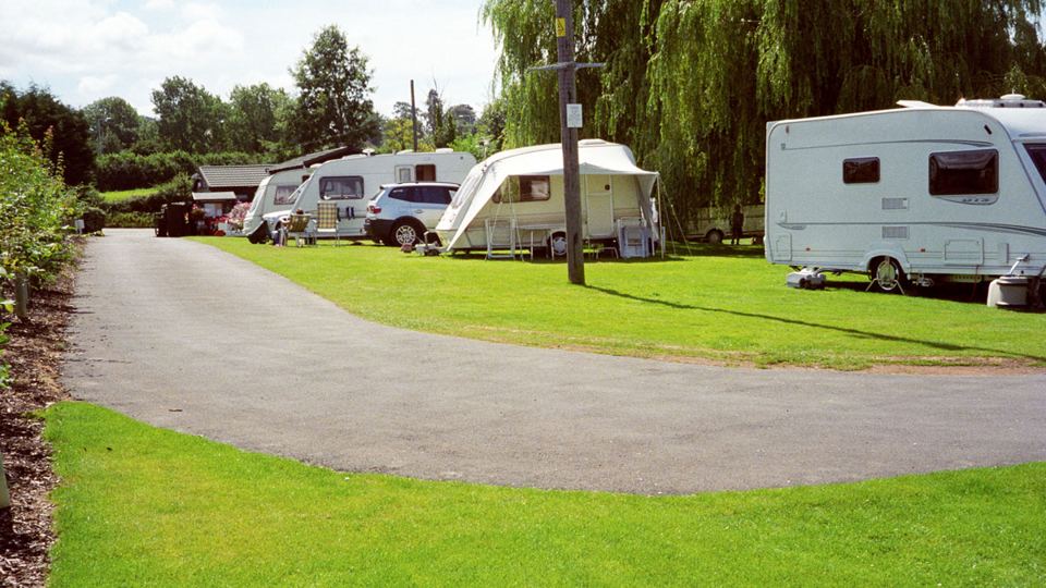 Caravans by the site road