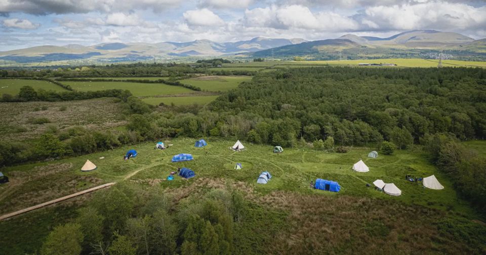 Camping meadow from above