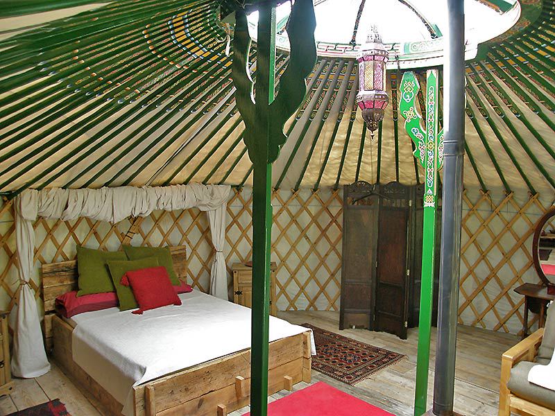 Double bed under the roof lights