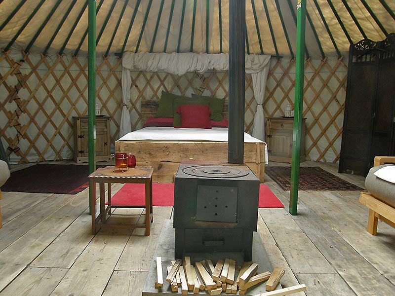 Yurt with log burner