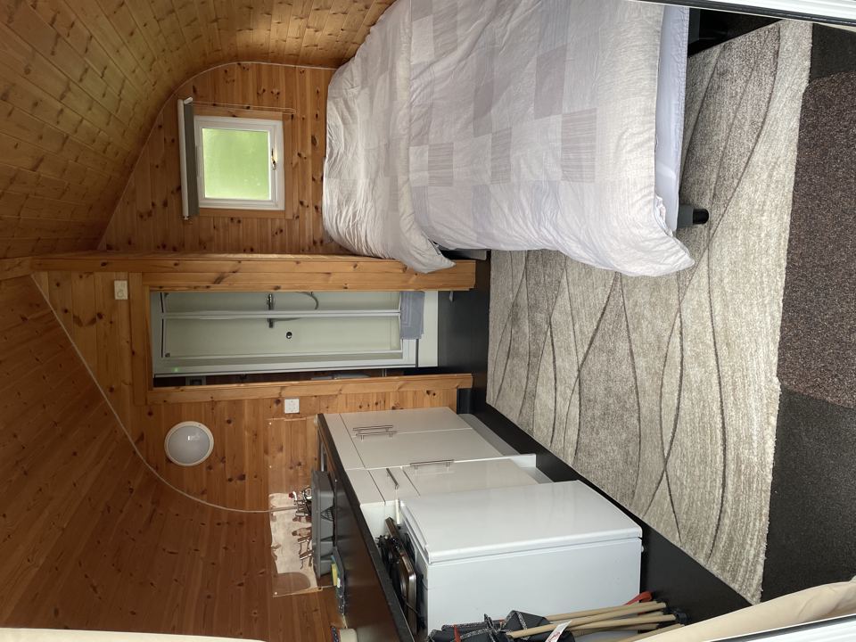 Inside the glamping cabin