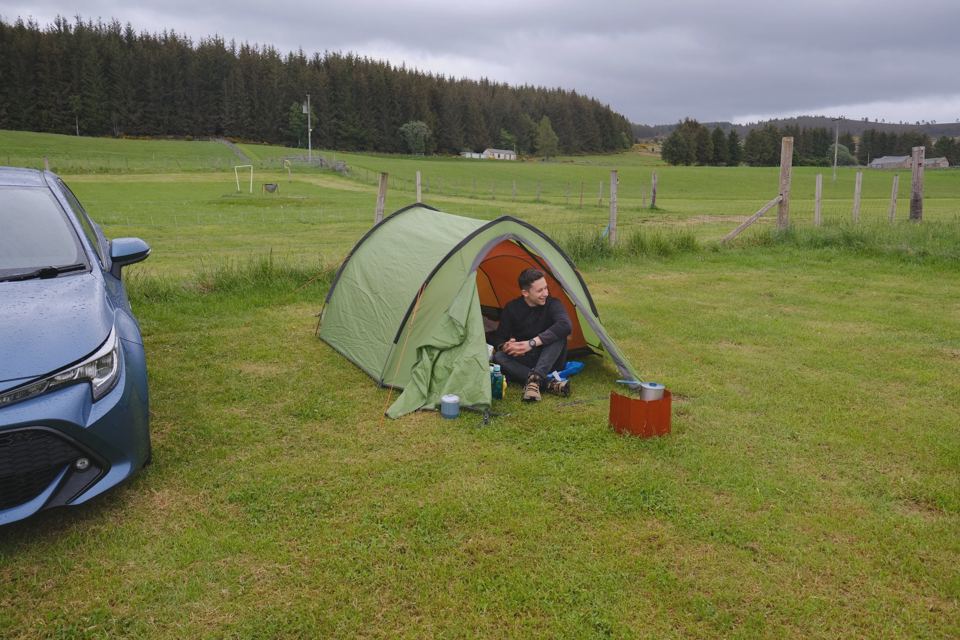 Tent on the grass pitch