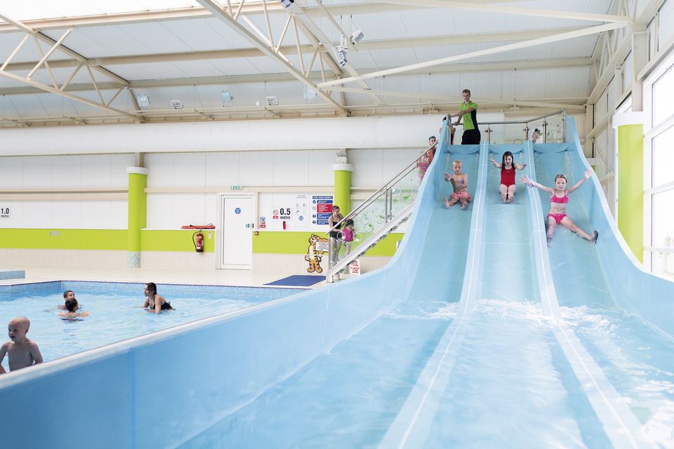 Indoor pool slides