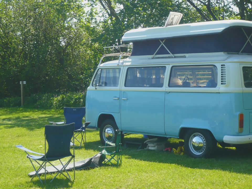 Campervan on a grass pitch