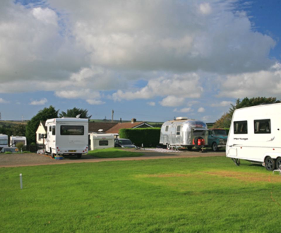 Caravans and motorhomes on grass pitches