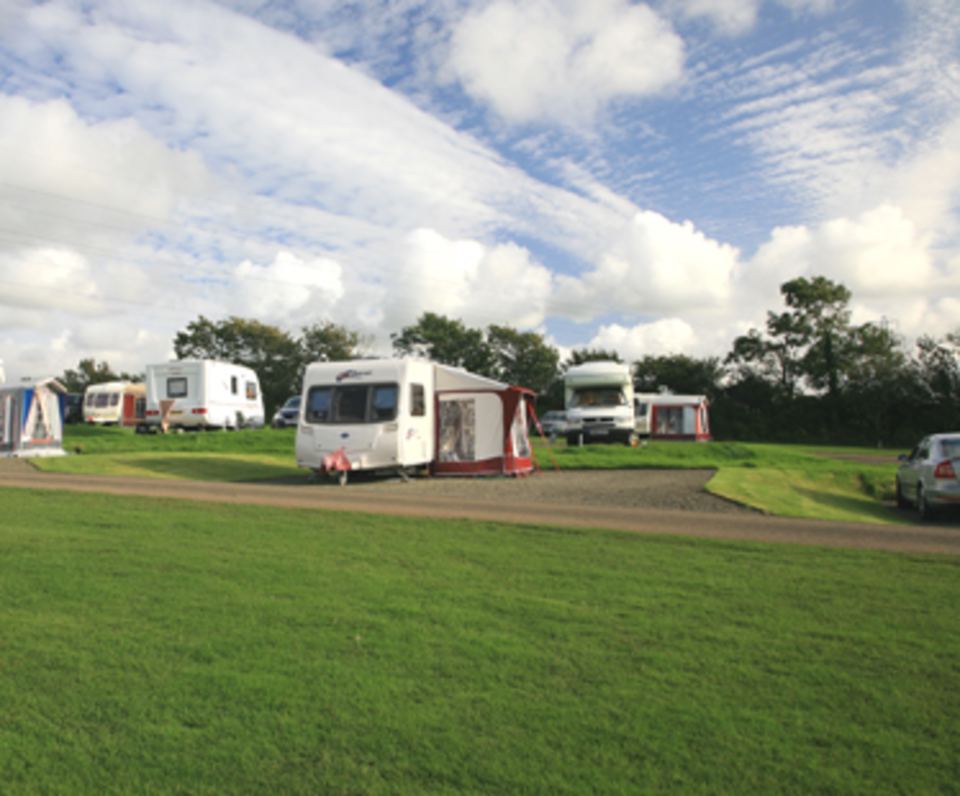 Touring pitches on mown grass