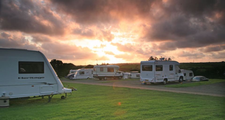 Pitches at sunset
