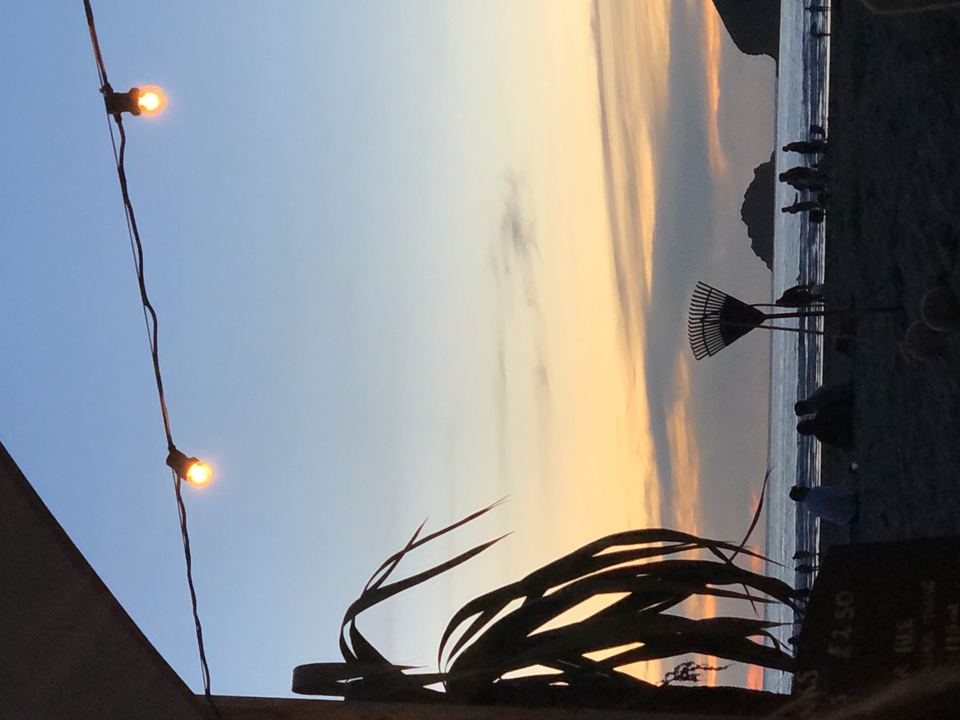 Evening sky seen from inside a tent