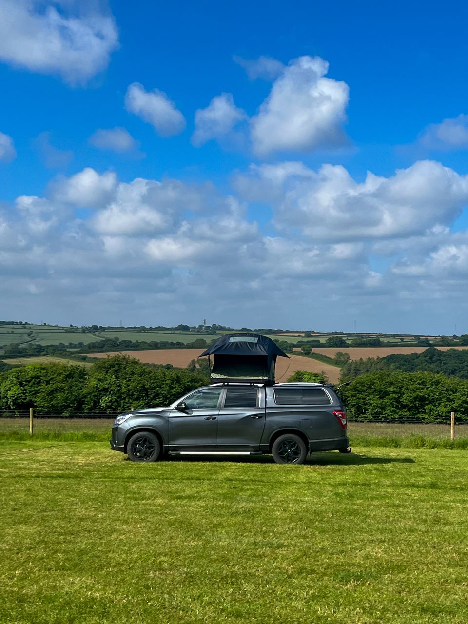 Car parked on the grass pitch