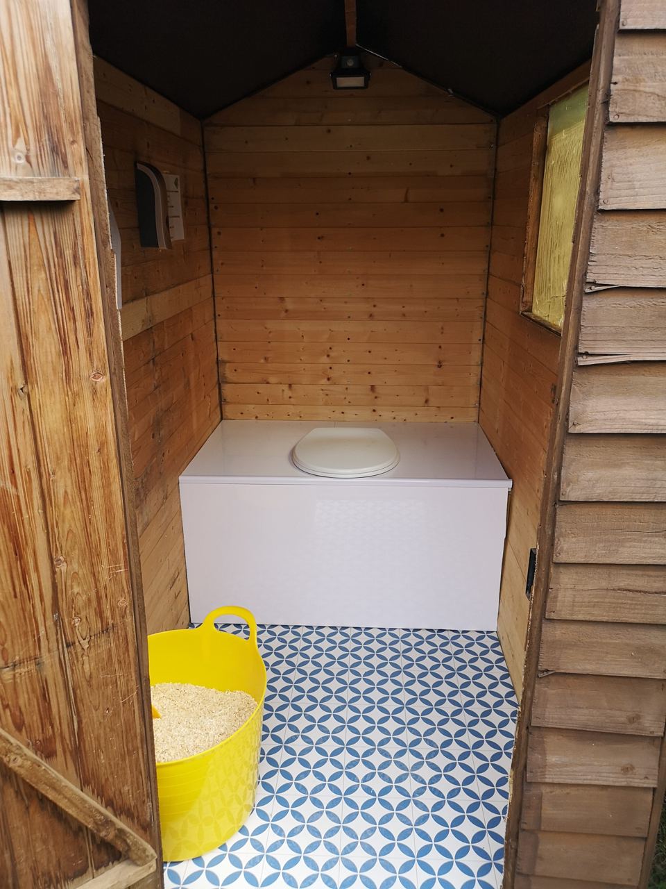 Inside the compost toilet