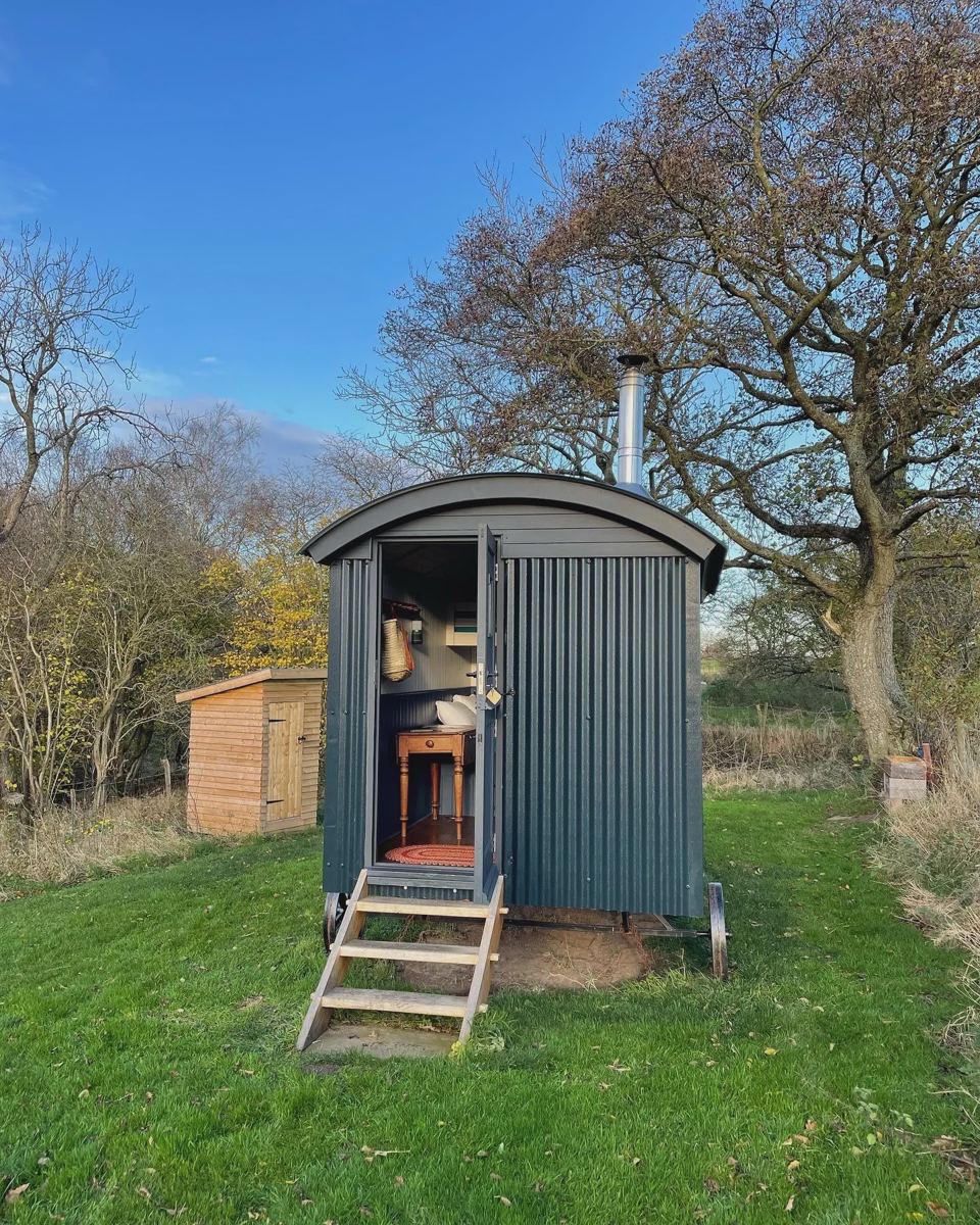 Shepherd's hut with the door open