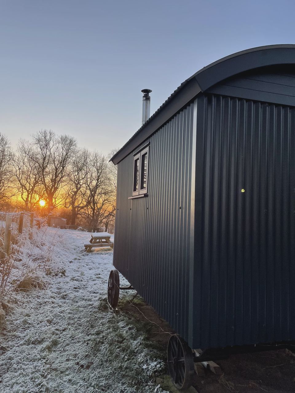 Shepherd's hut at sunrise