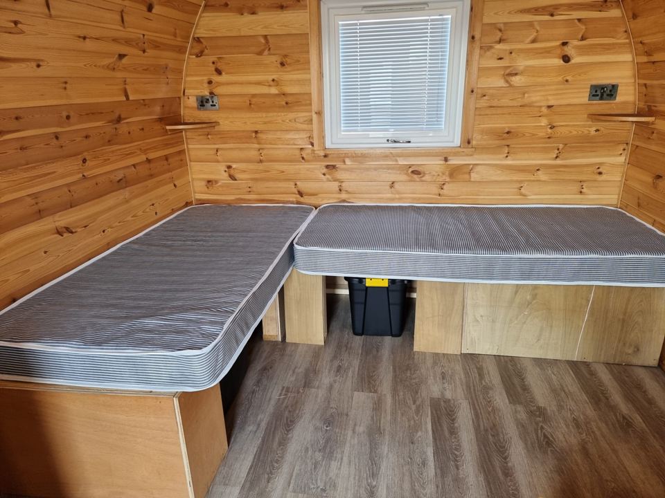 Inside the pod with bench beds