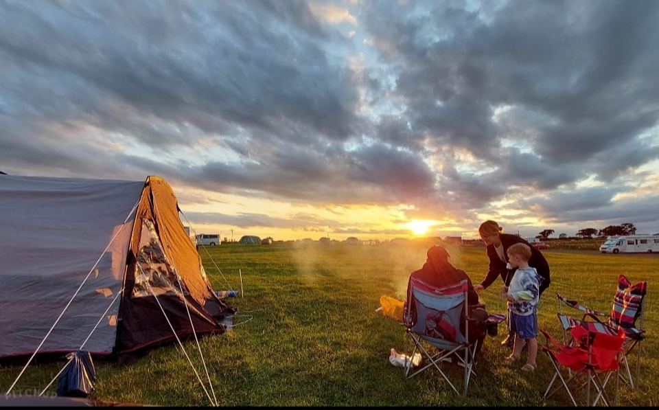 Tent pitch at sunset