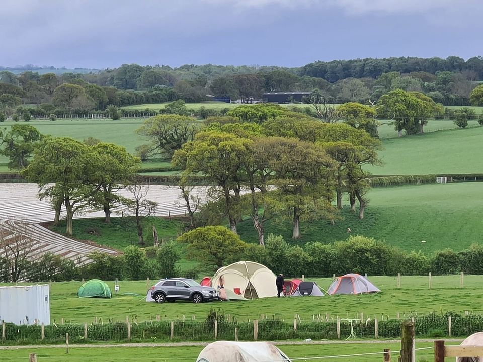 Pitches in the fields with hills