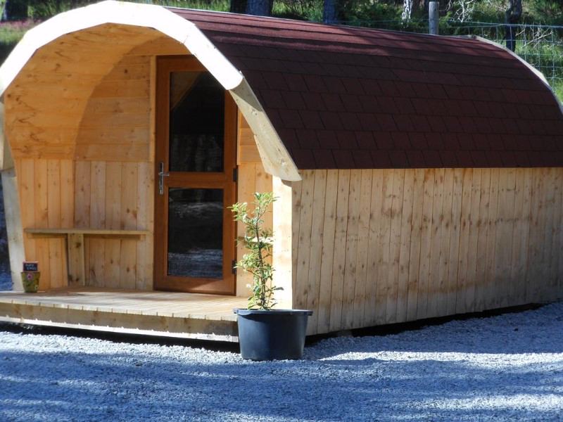 Camping pod with decking