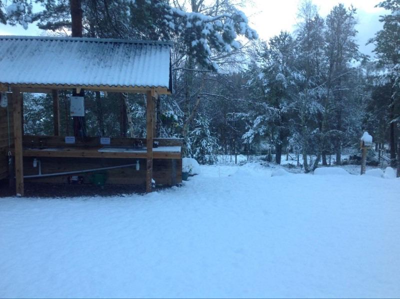 Covered kitchen area in snow