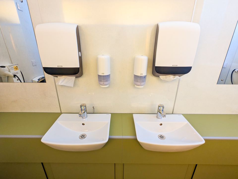Washbasins in the toilet block