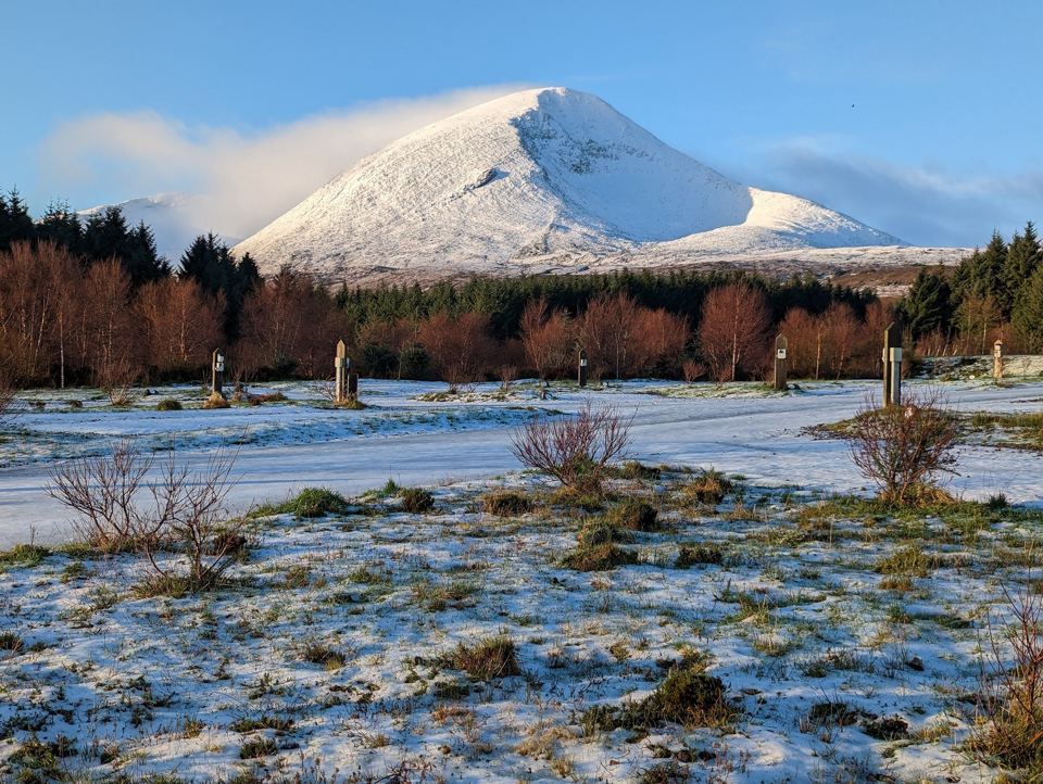 Snowy hill across the site