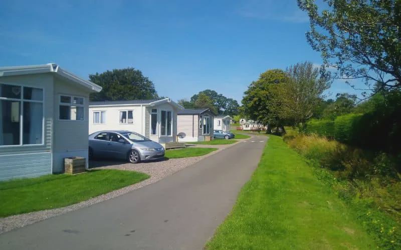 Caravans beside the park road