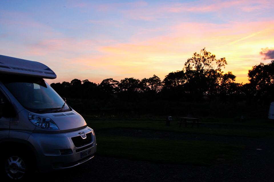 Motorhome at sunset