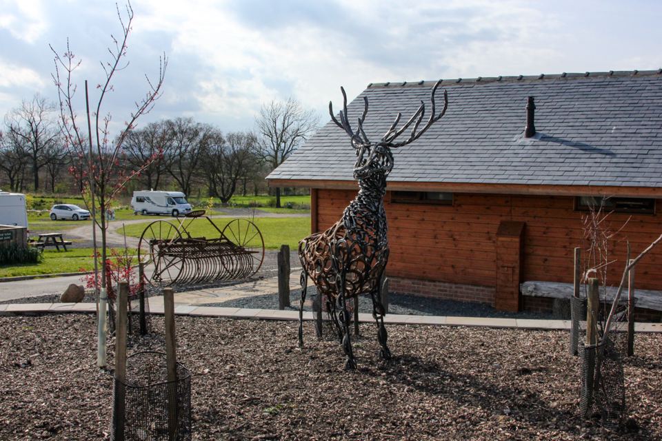 Log-clad facilities building