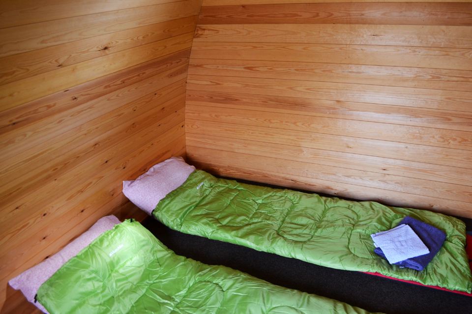 Pod with sleeping bags