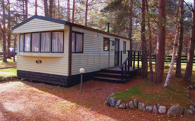 Holiday caravan with steps