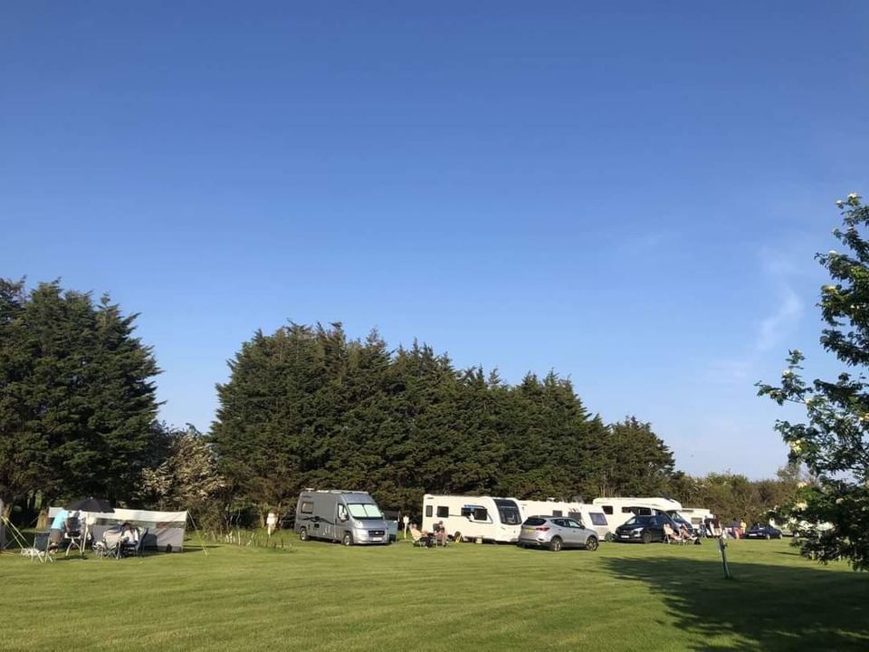 Caravans by the hedge