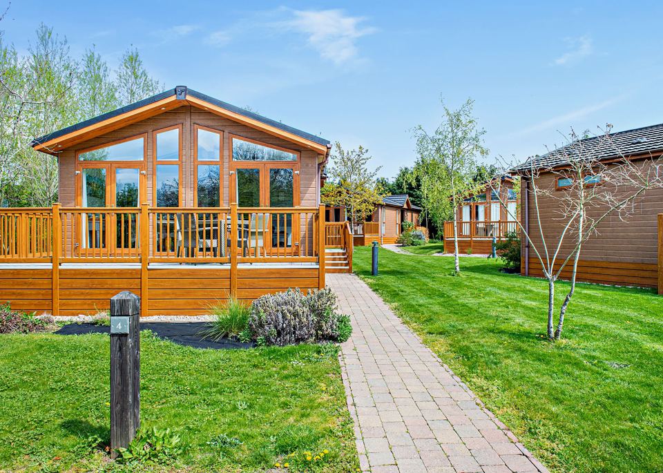 Lodges along a paved path