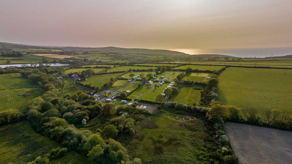 Site from above at sunset