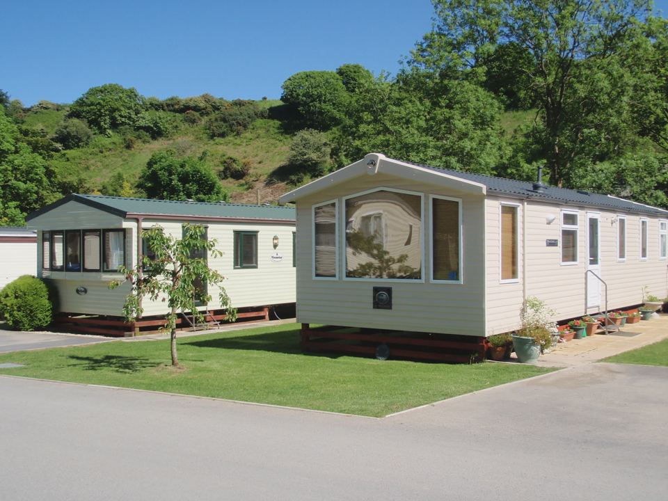 Holiday caravans on grass