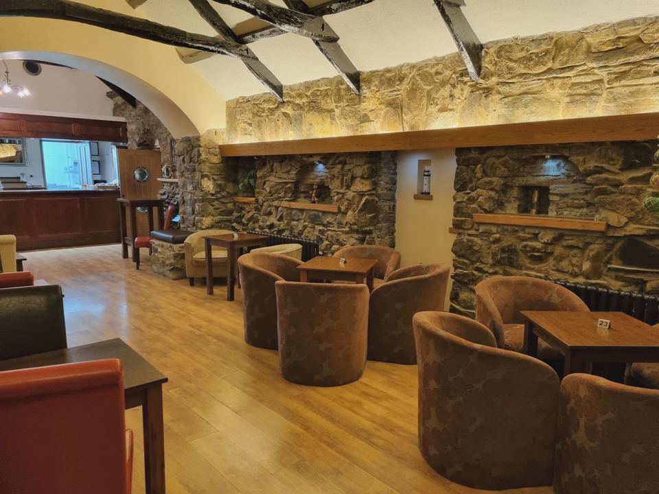 Stone-walled lounge bar