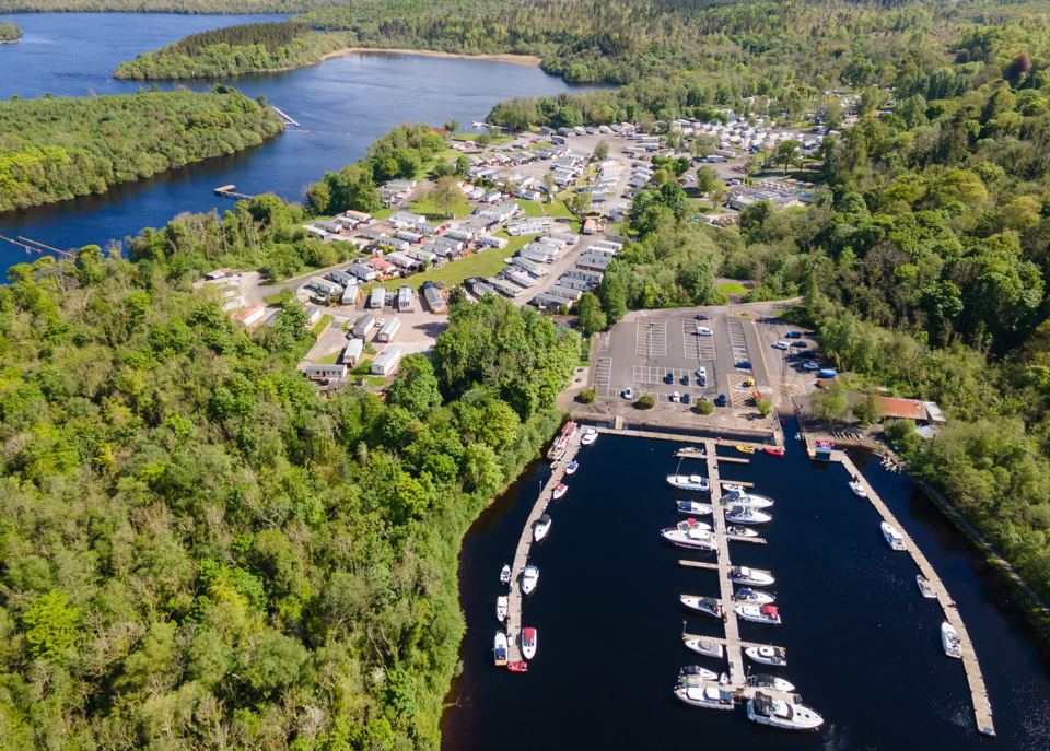 Marina and park beside Lough Erne