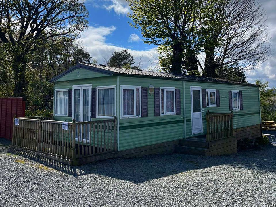 Static caravan on gravel