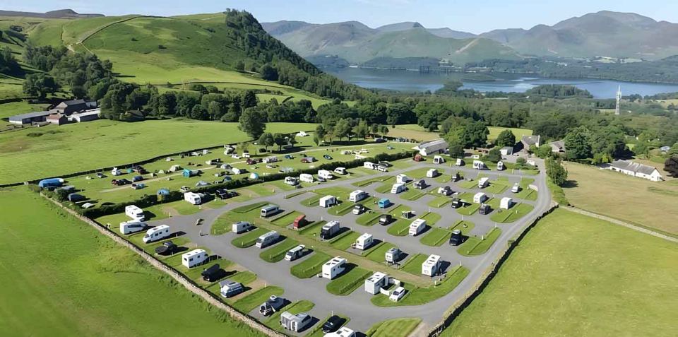 Pitches with lake and fells beyond
