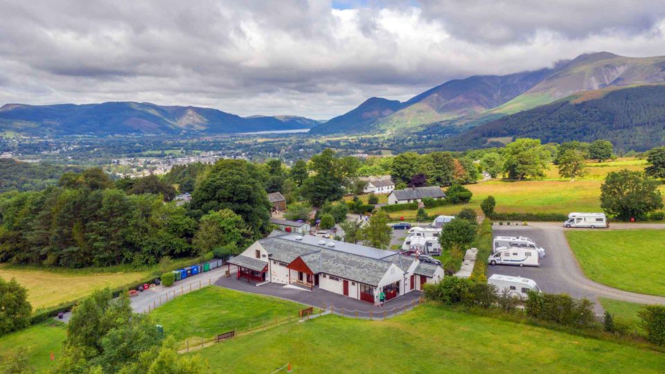 Aerial view of the site and fells