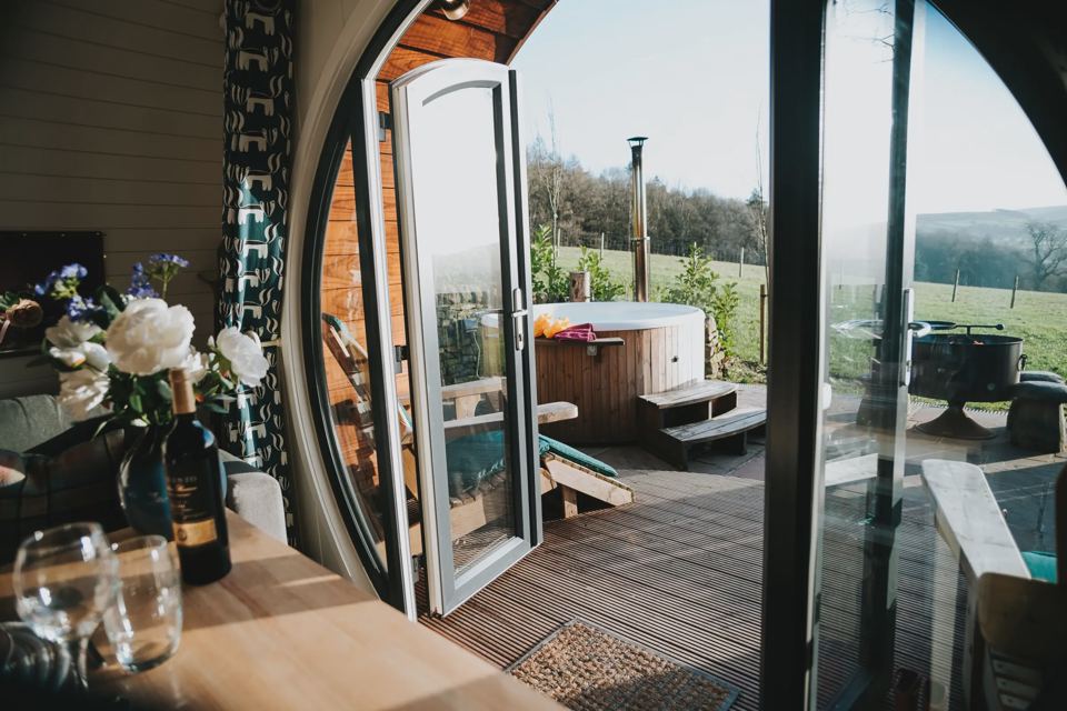 Pod doorway onto the hot tub