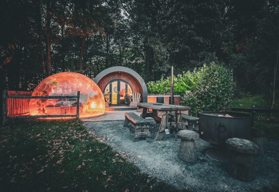Dome and pod with fire bowl