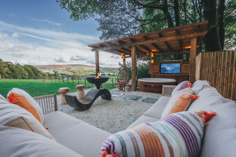 Terrace seating with valley view