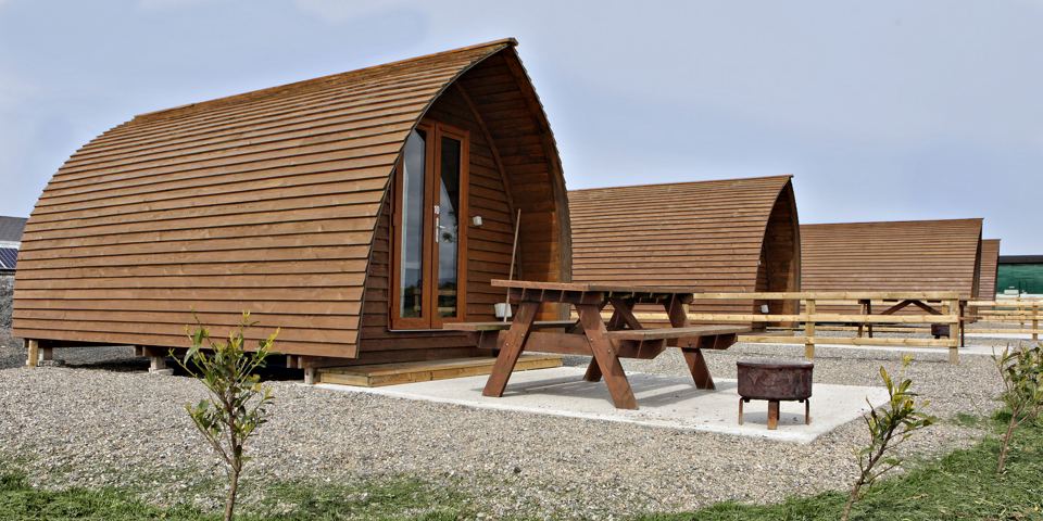 Wigwam cabins with fire pits