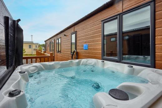 Lodge with hot tub