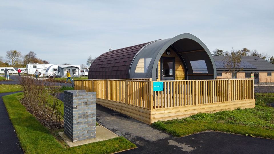 Glamping pod with decking